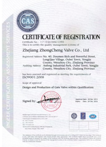 CAS认证证书英文